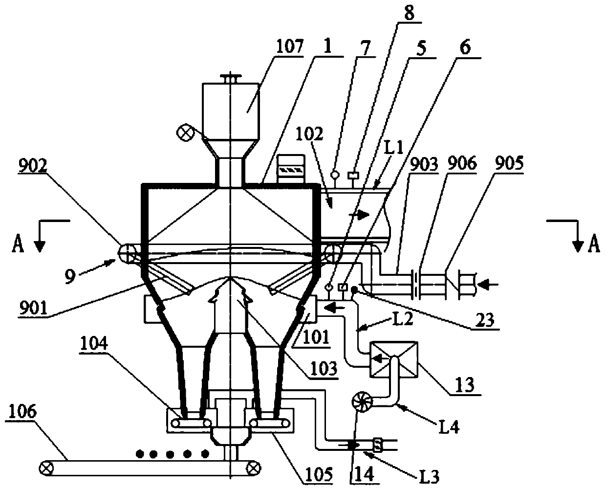 A device and method for monitoring and controlling residual carbon combustion in the cooling process of hot sintered ore