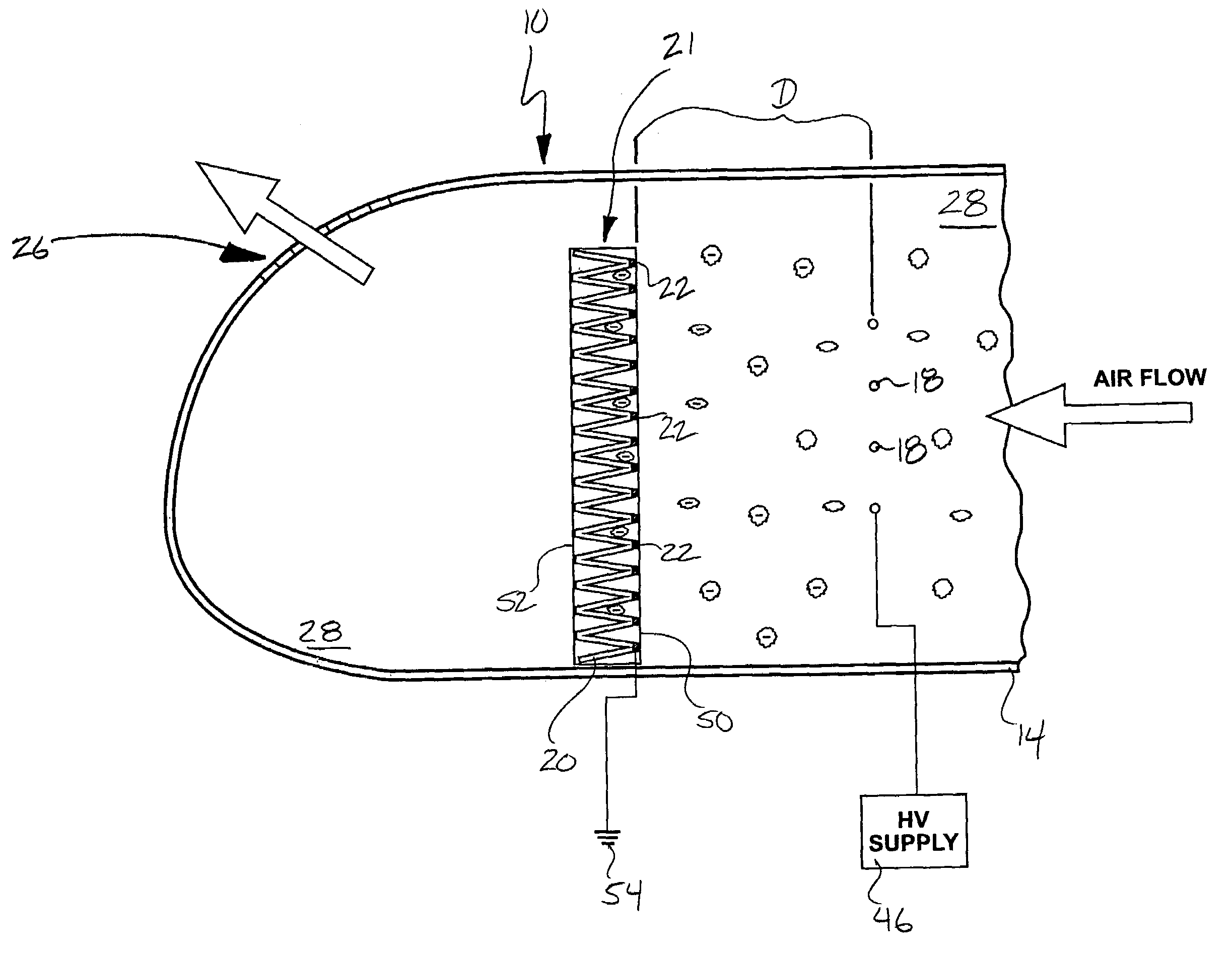 Portable air filtration system utilizing a conductive coating and a filter for use therein