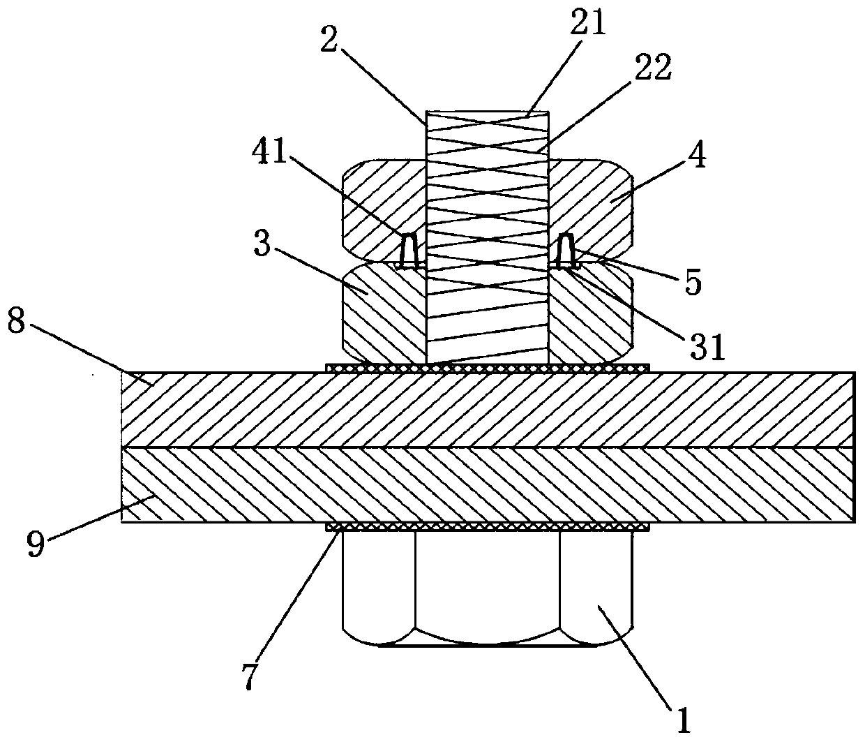 Double-nut same-diameter forward and reverse bidirectional compound thread anti-loosening anti-theft self-locking bolt