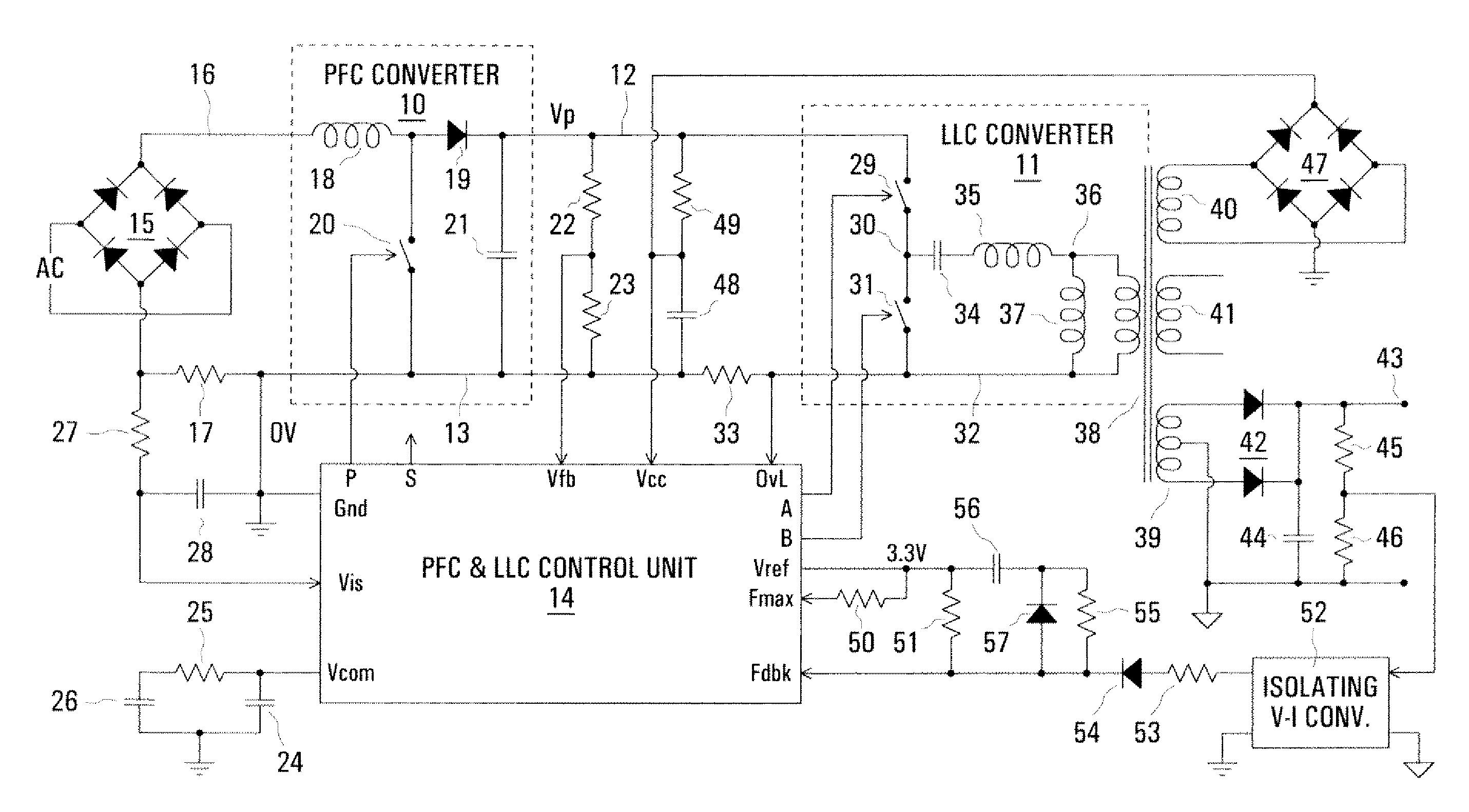 Control arrangement for a PFC power converter