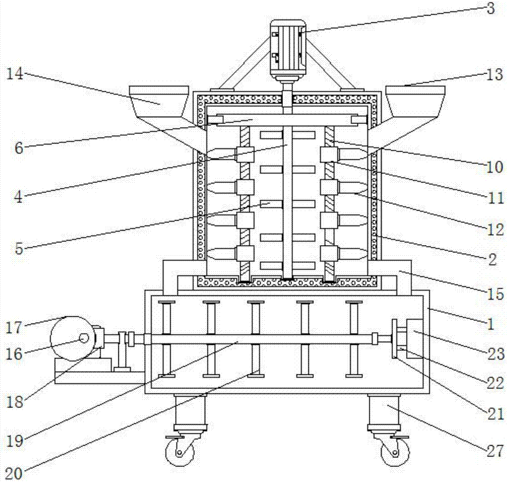 Anti-blocking cement stirring device for building construction