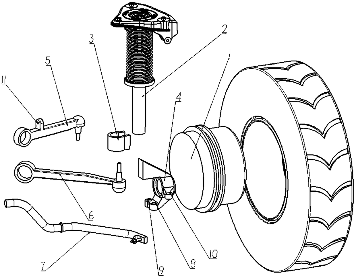 Suspension angle assembly of electric vehicle driven by hub motor