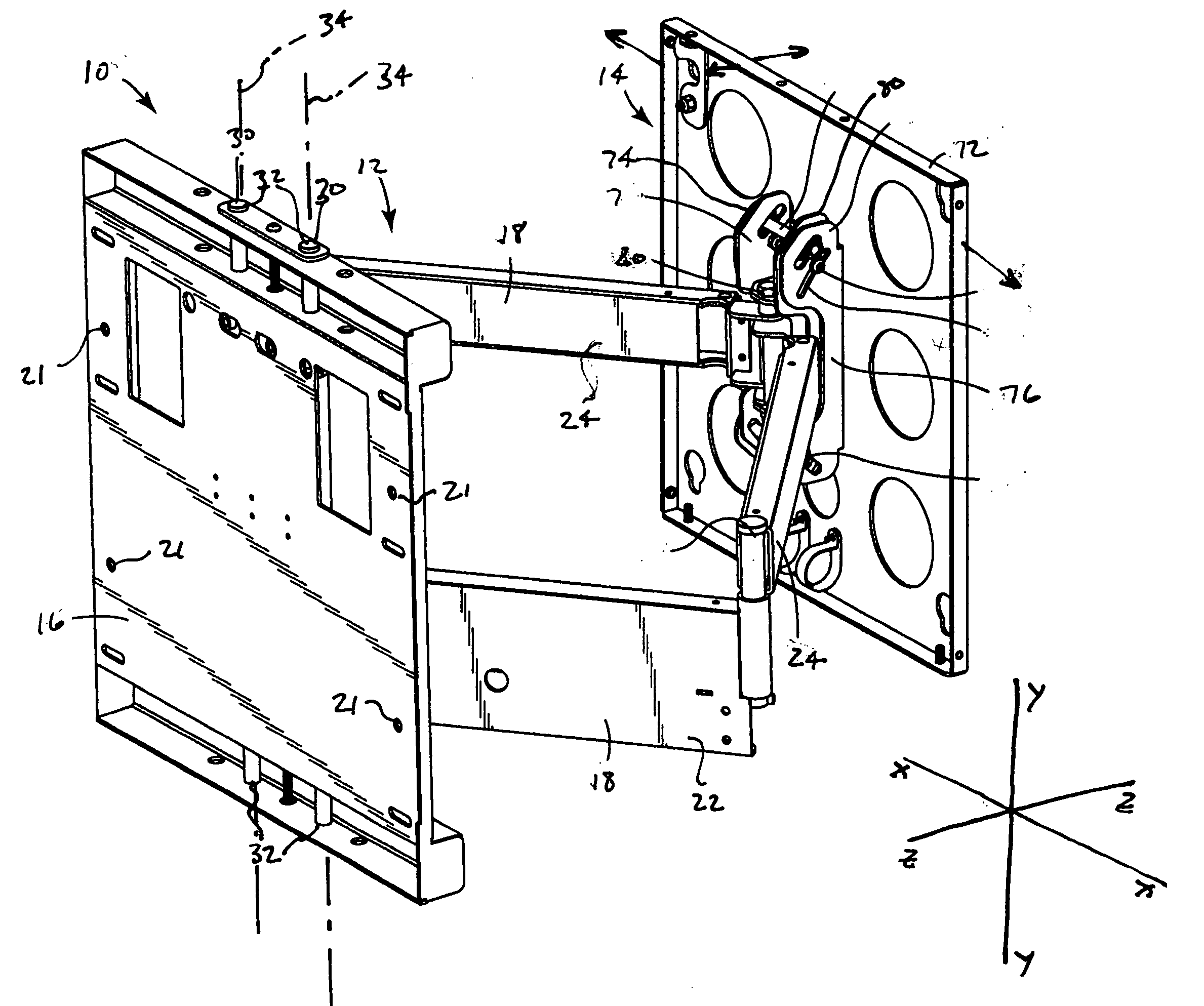 Adjustable, self-balancing flat panel display mounting system