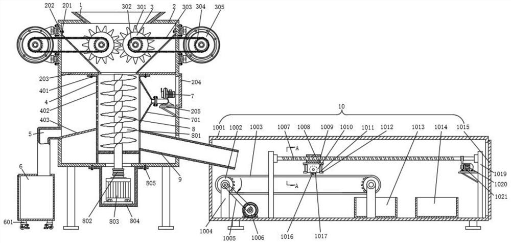 Building waste crushing and screening comprehensive treatment device for building construction