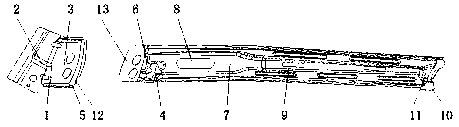 Through type side body outer plate supporting plate structure