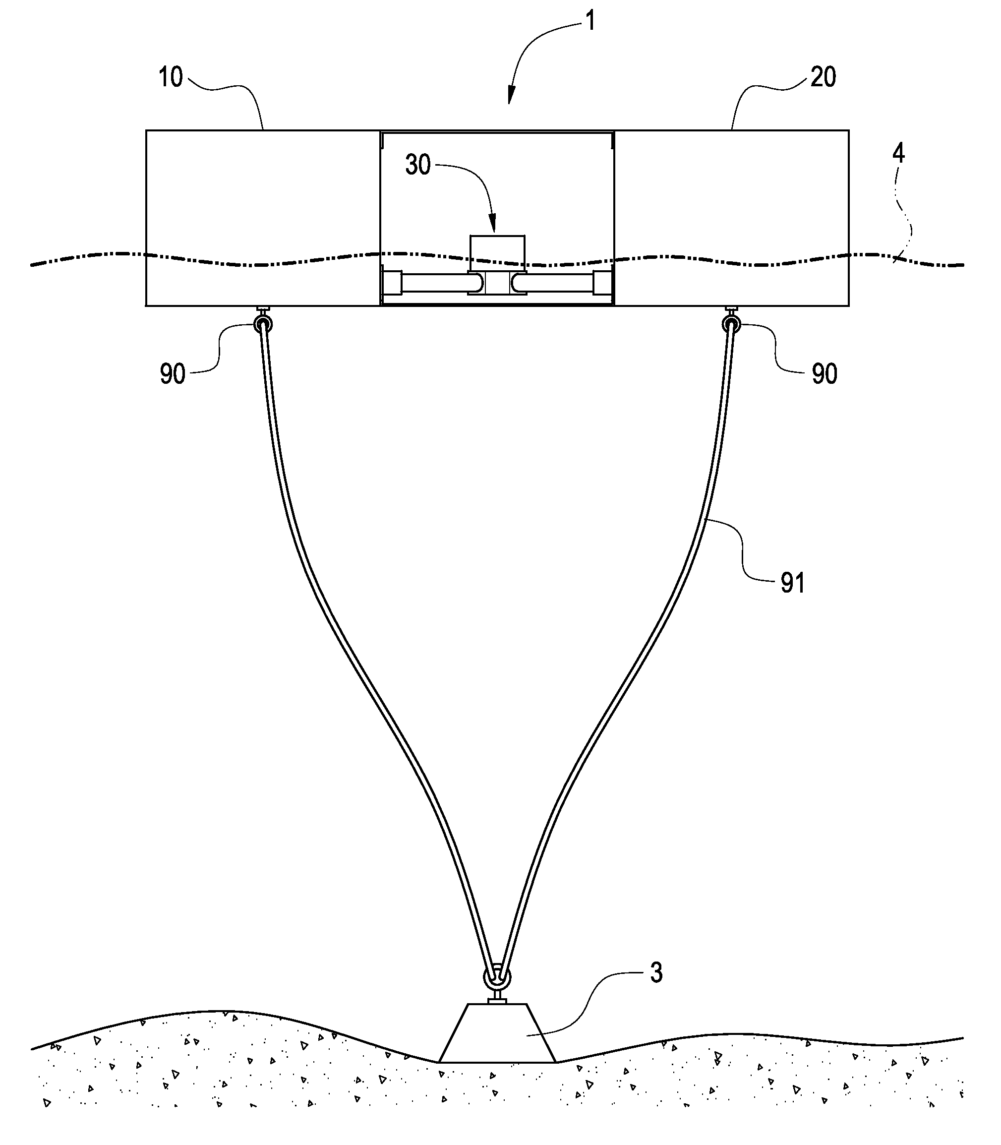 Seesaw-type wave power generating device