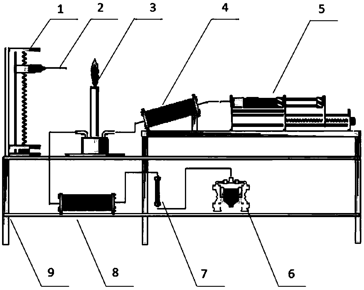 Premixed pre-evaporation Bunsen burner combustion test device using aviation kerosene as fuel