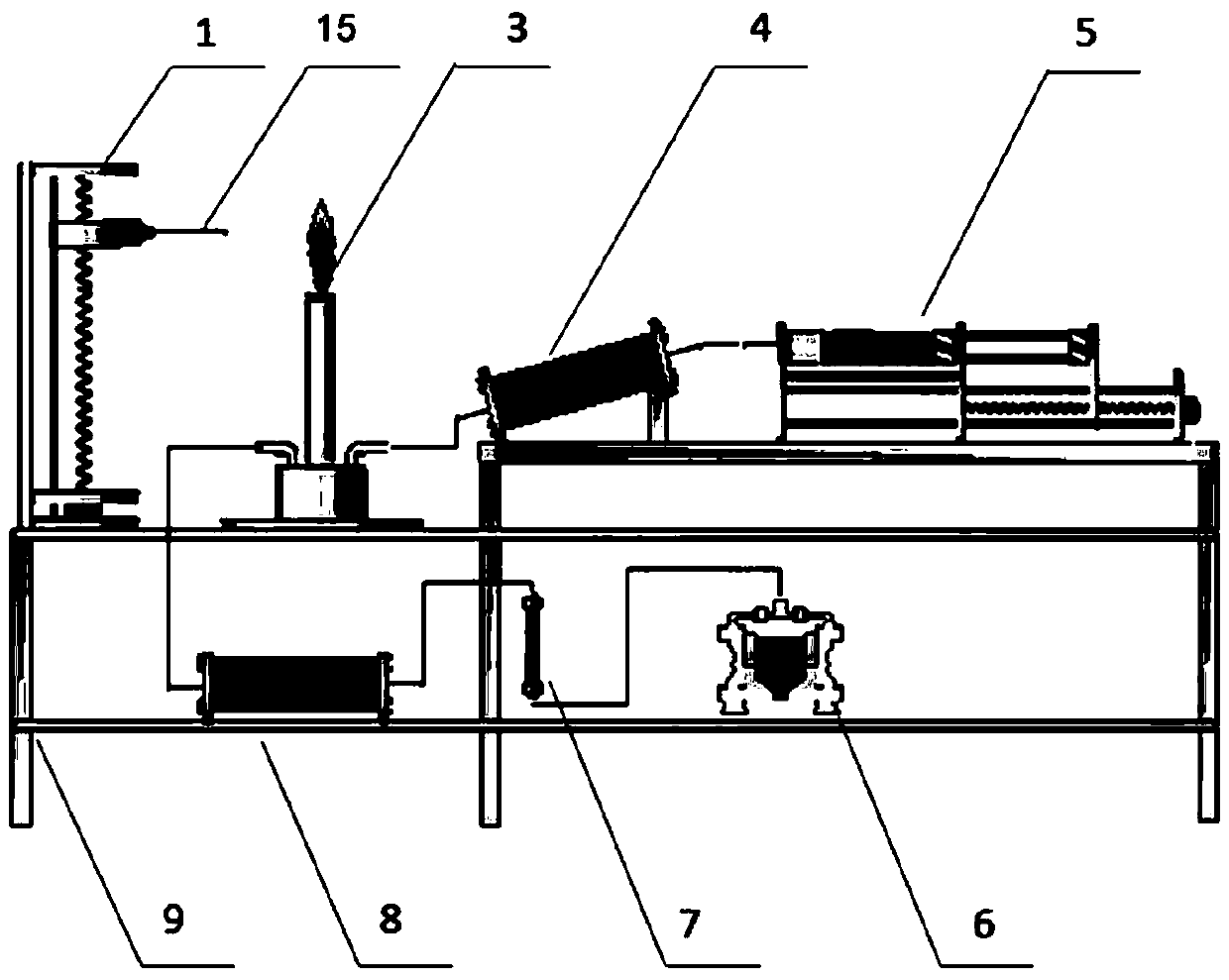 Premixed pre-evaporation Bunsen burner combustion test device using aviation kerosene as fuel