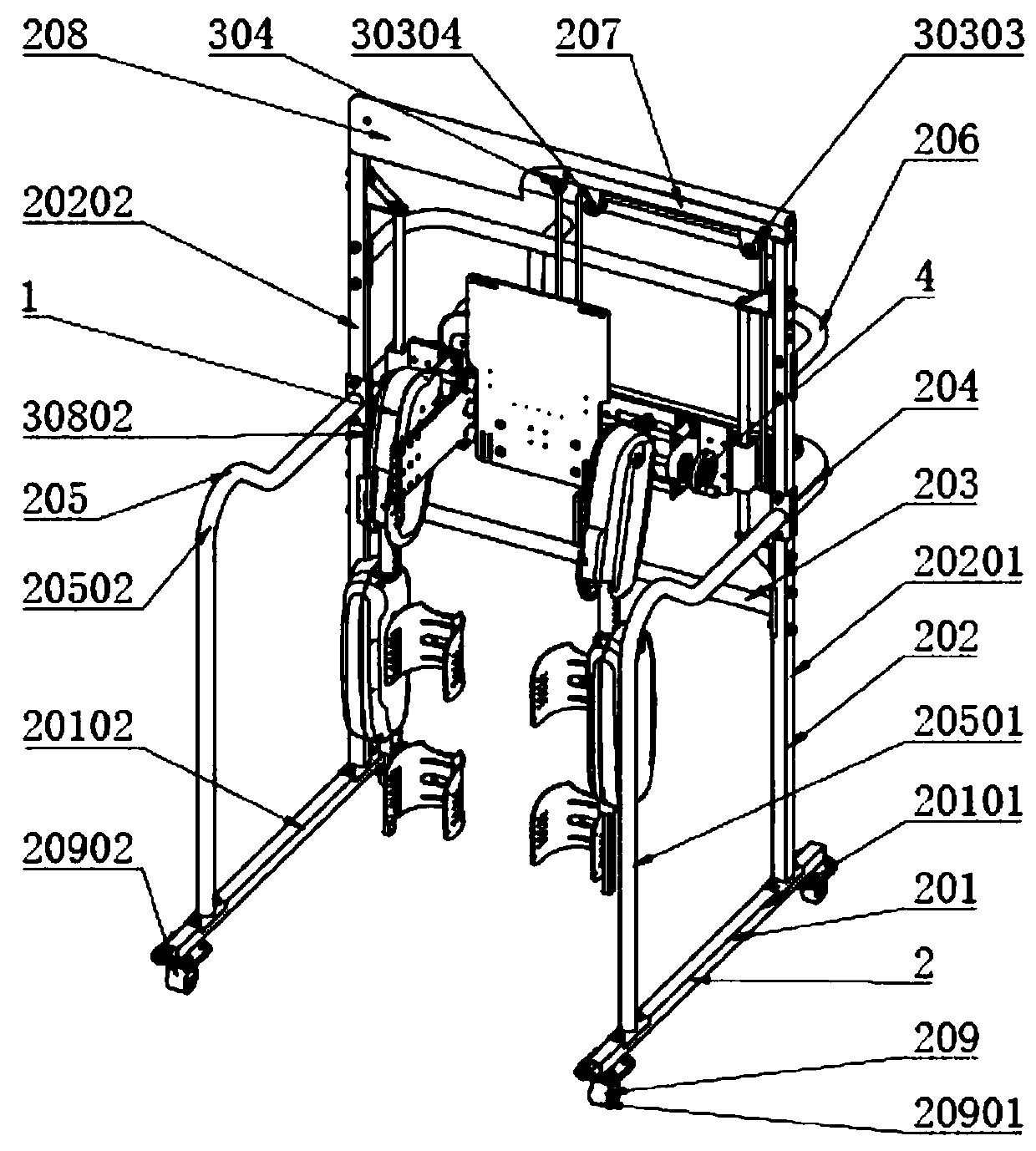 Lower limb exoskeleton adjustable mounting frame and method and lower limb rehabilitation equipment thereof