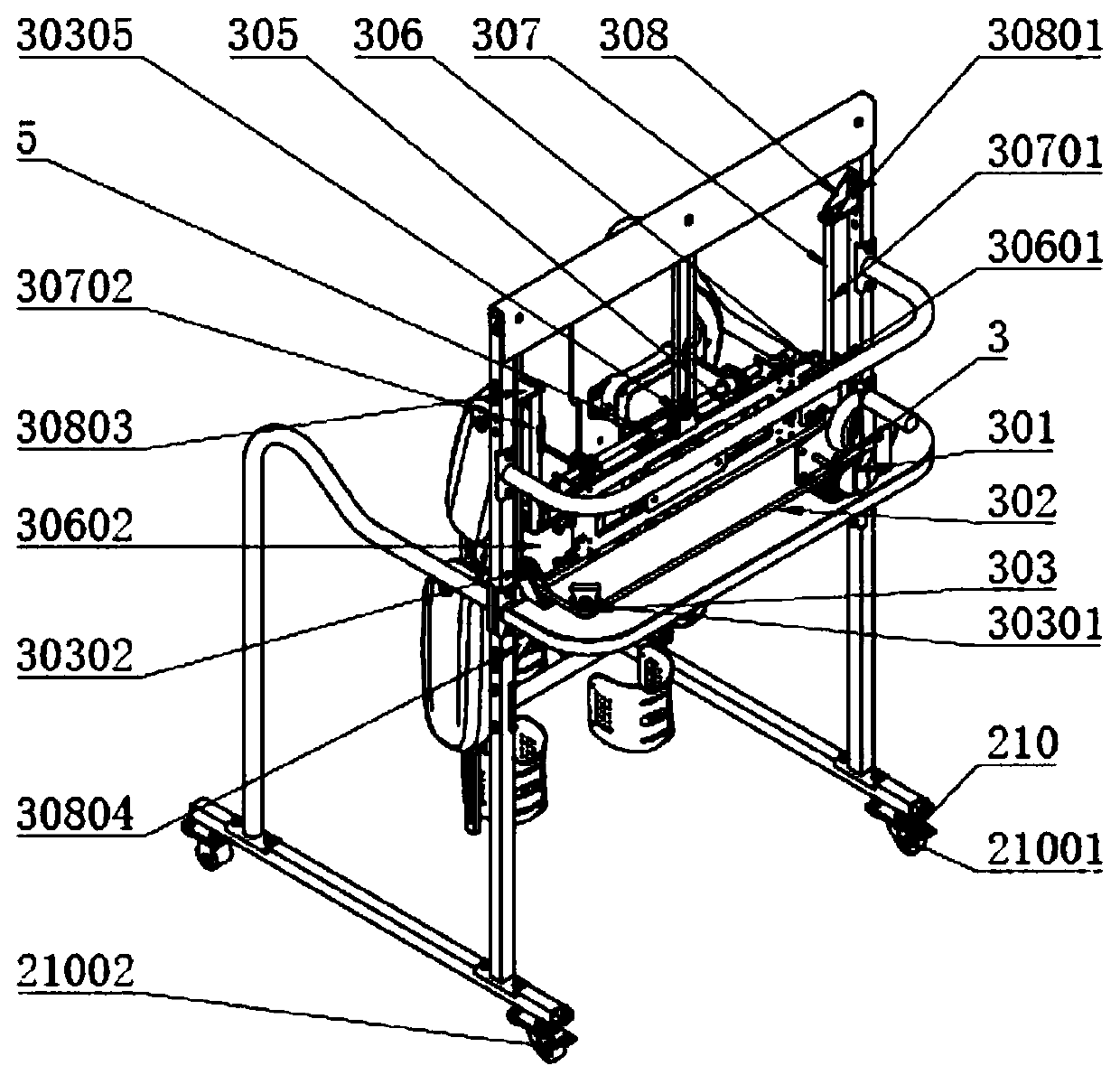 Lower limb exoskeleton adjustable mounting frame and method and lower limb rehabilitation equipment thereof