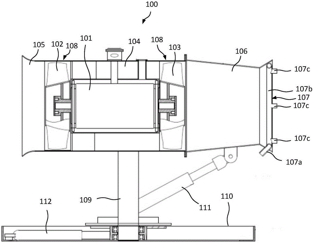 Machine-mounted dust-settling spraying device