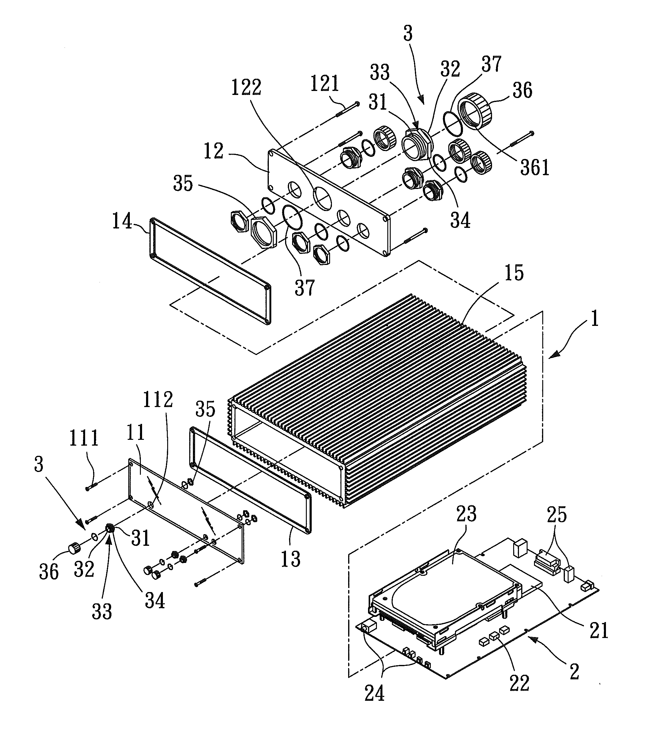 Waterproofing structure for microcomputer