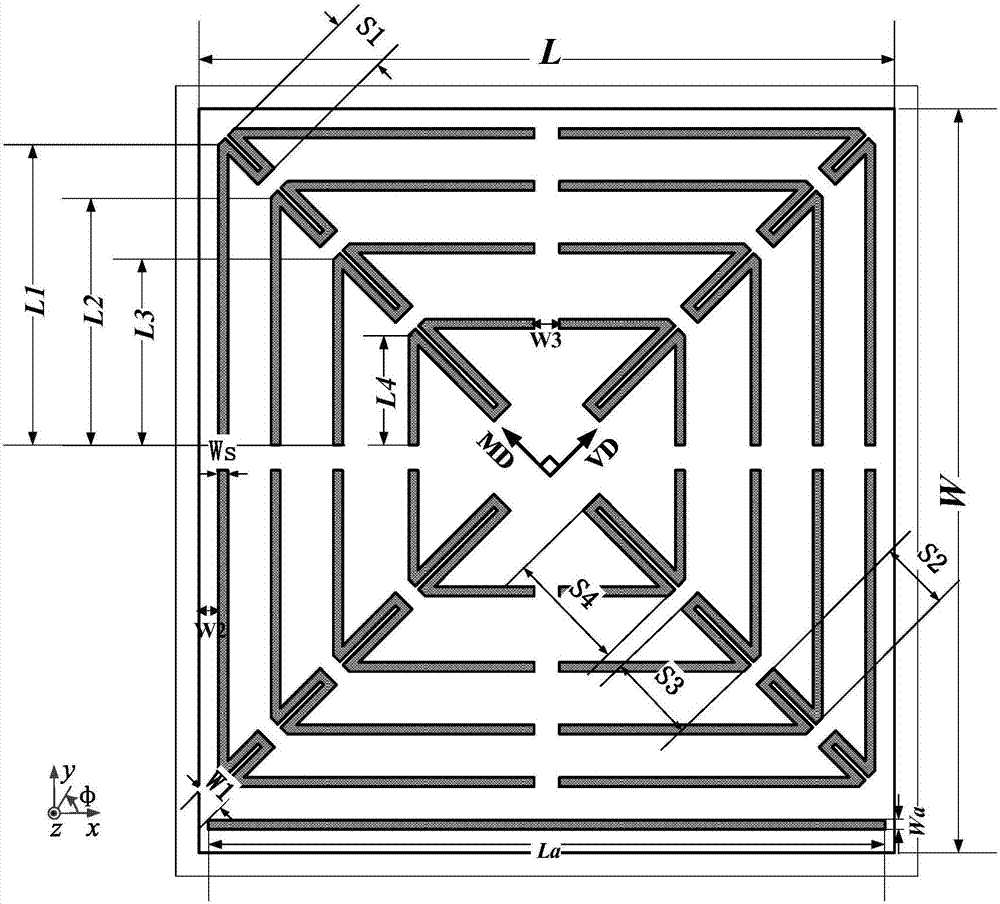 Omnidirectional chipless RFID tag based on angle positioning