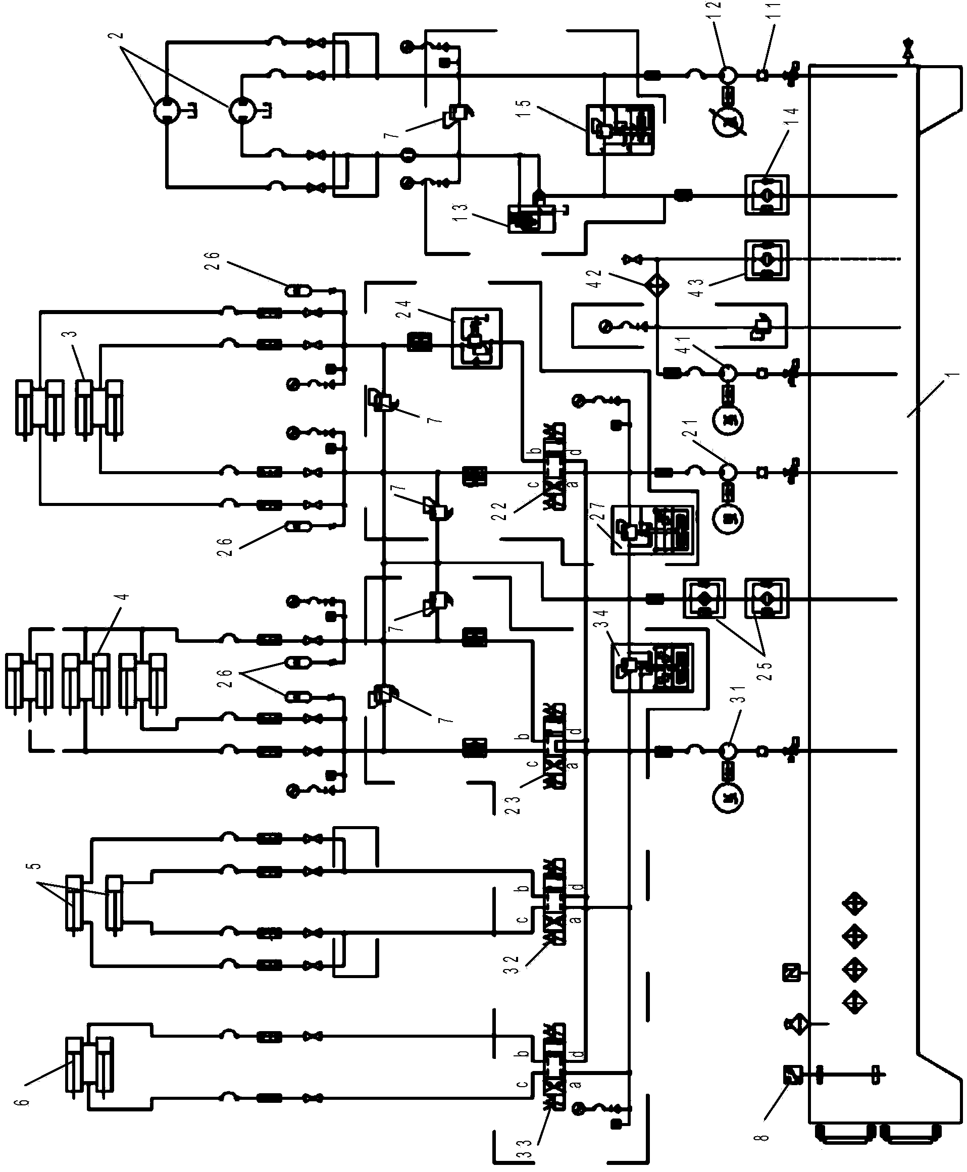 Hydraulic test system of railway tamping device