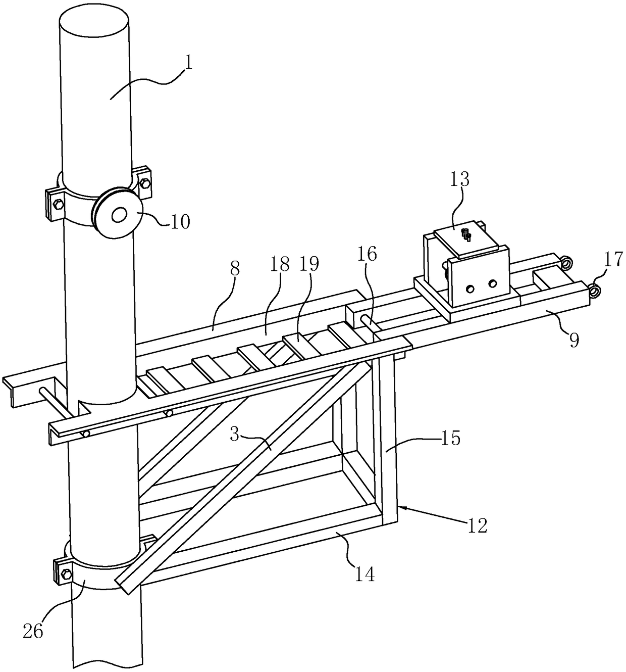 Mounting mechanism and mounting method for pole-mounted circuit breaker