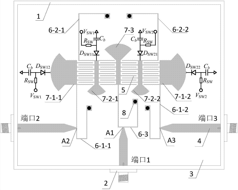 Filtering-integration single-pole double-throw switch and microstrip-line filtering-integration single-pole double-throw switch