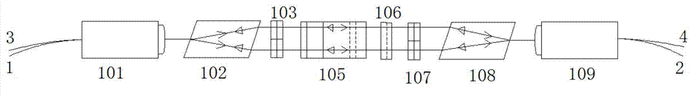 Four-port optical circulator with symmetric structure