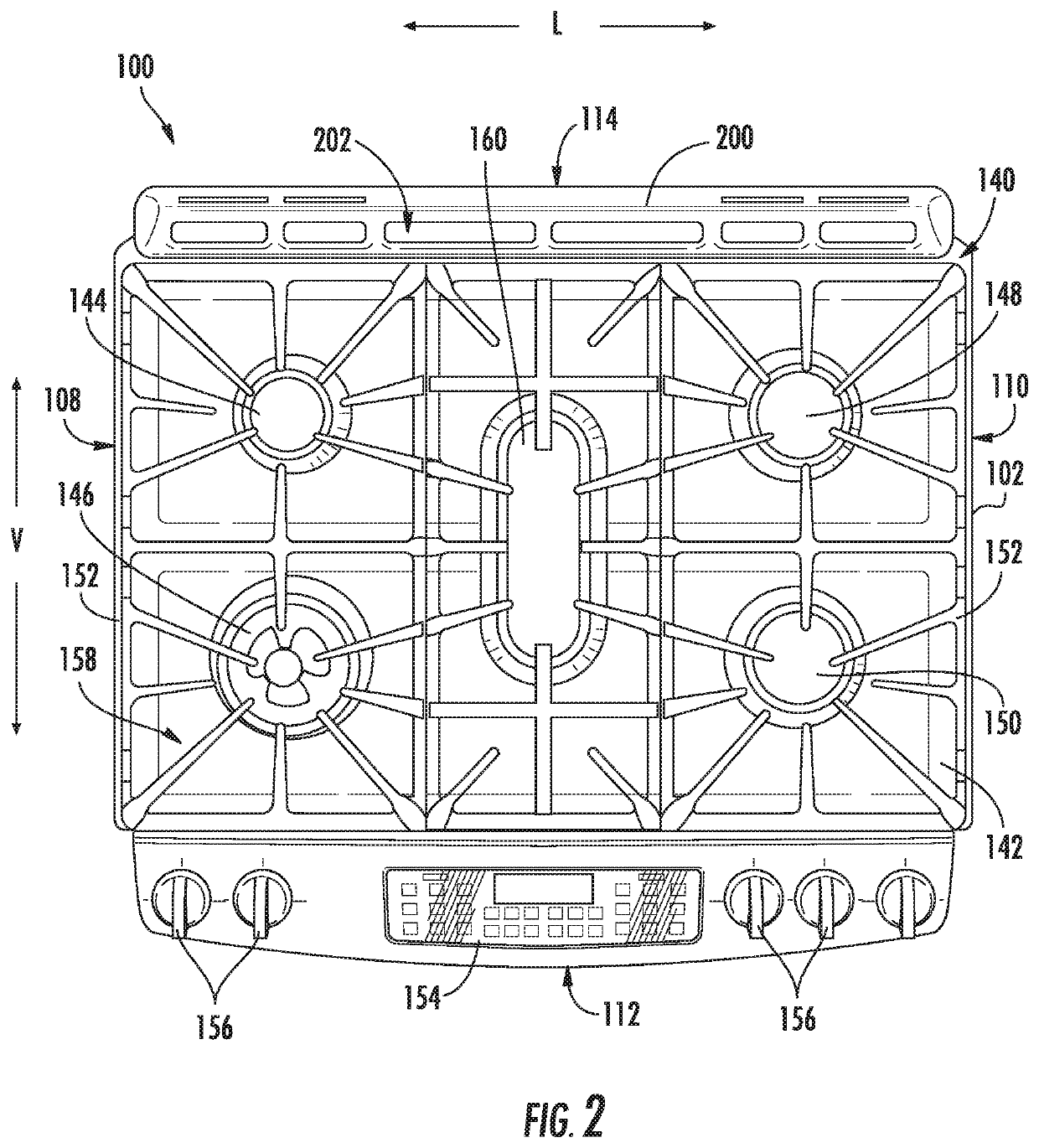 Oven appliance with spill control and heat regulating features