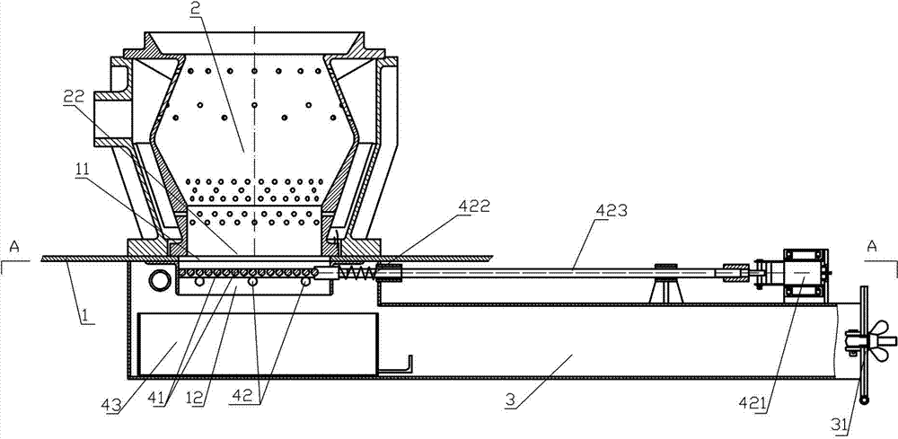 Ash discharge structure of solid particle fuel stove