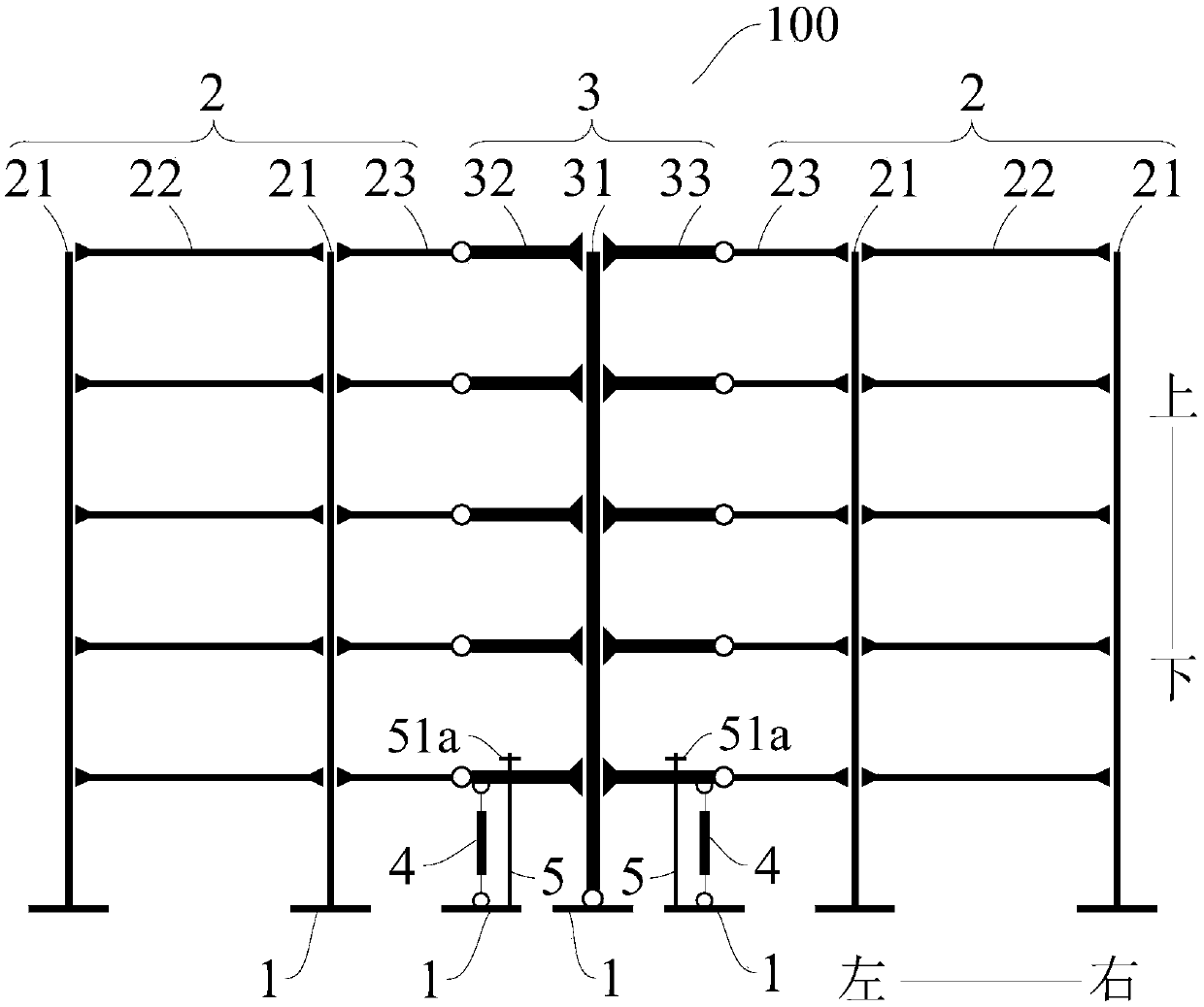 Stiffness-damage-collapse controllable type single frame and frame structure