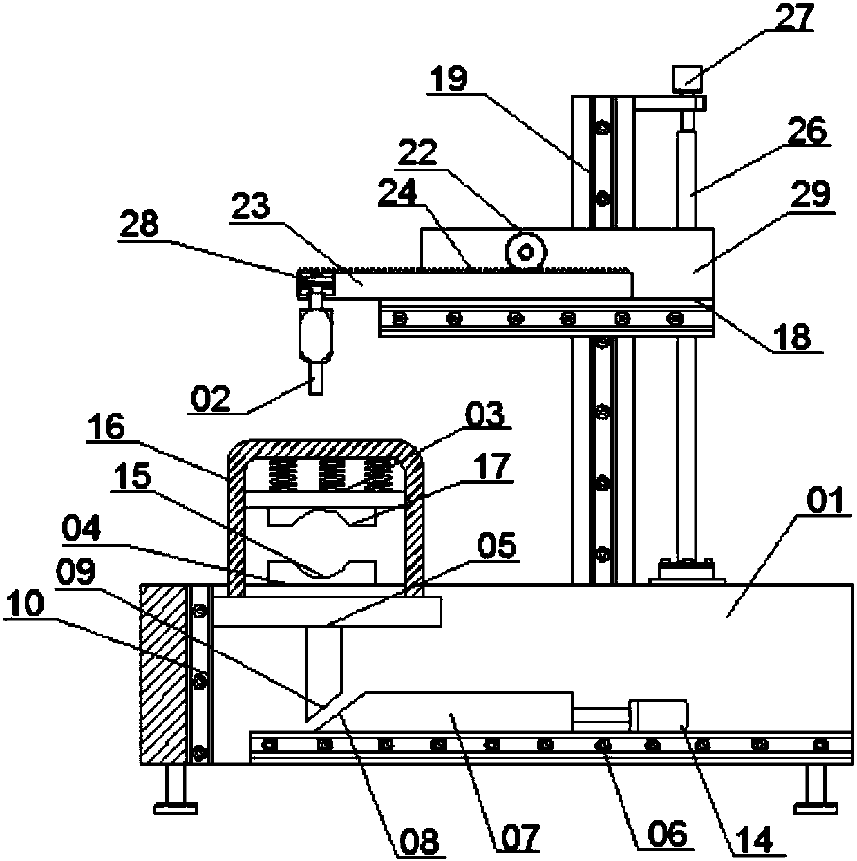 Transmission device for cutting of columns by plasma