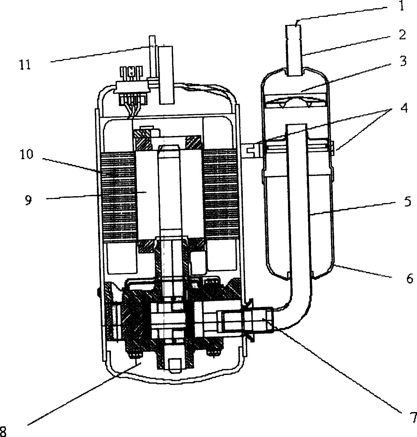 Fixing device of compressor liquid-storage cylinder