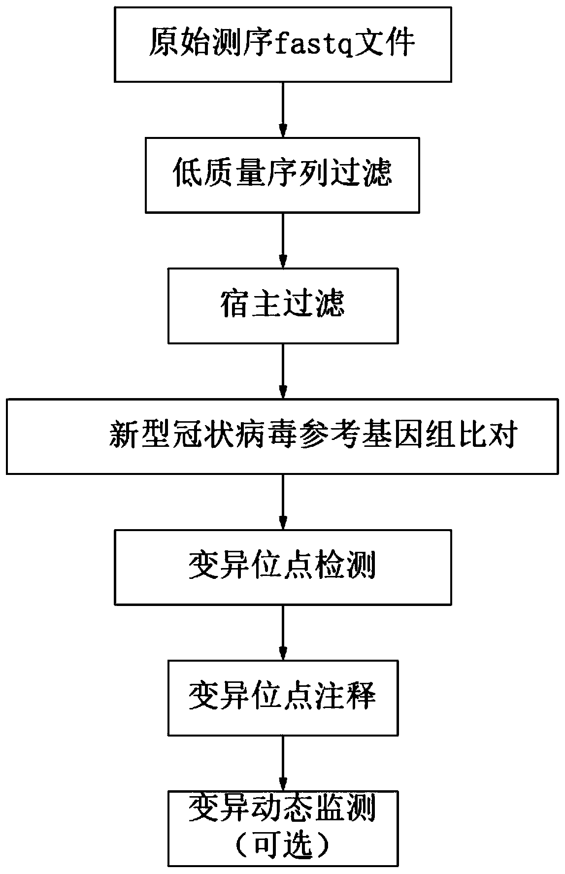 Novel coronavirus variation analysis method and application