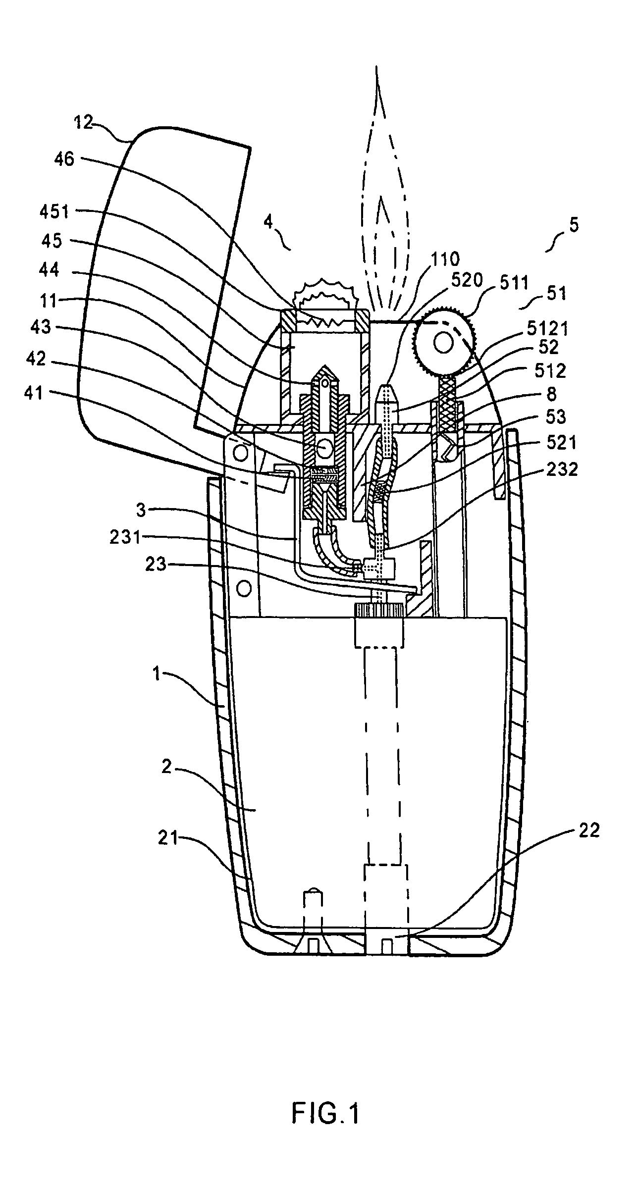 Lighter with flint igniter