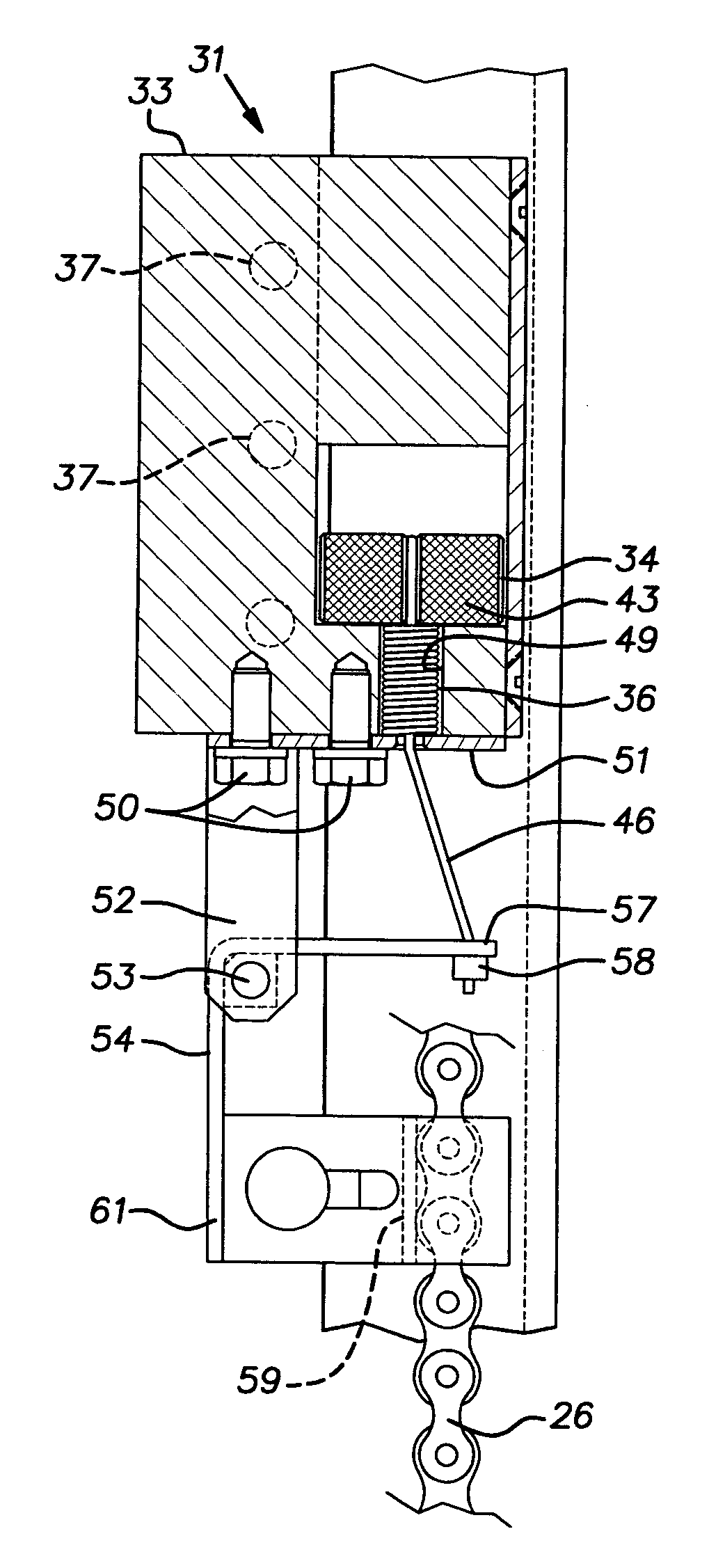 Elevator landing door broken chain safety device