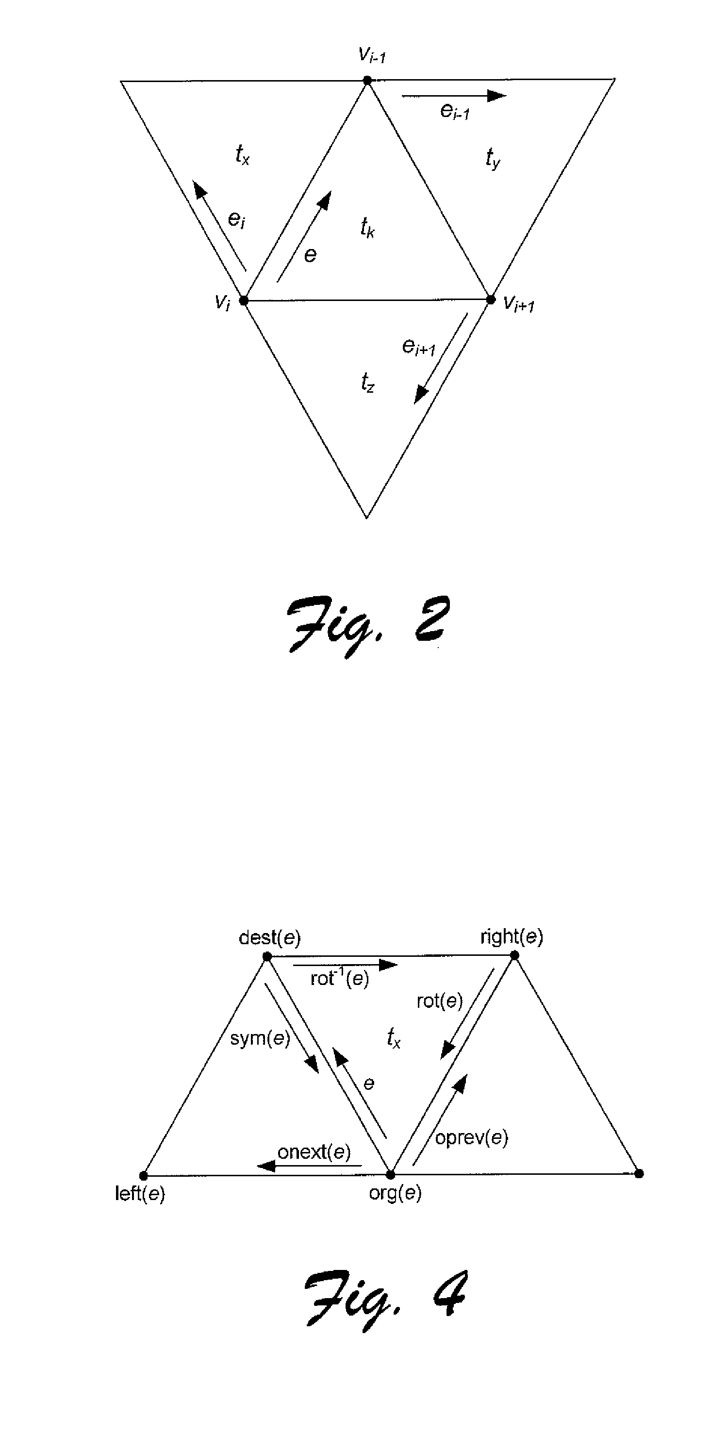 Triangle management in triangular meshes based on a tri-edge structure