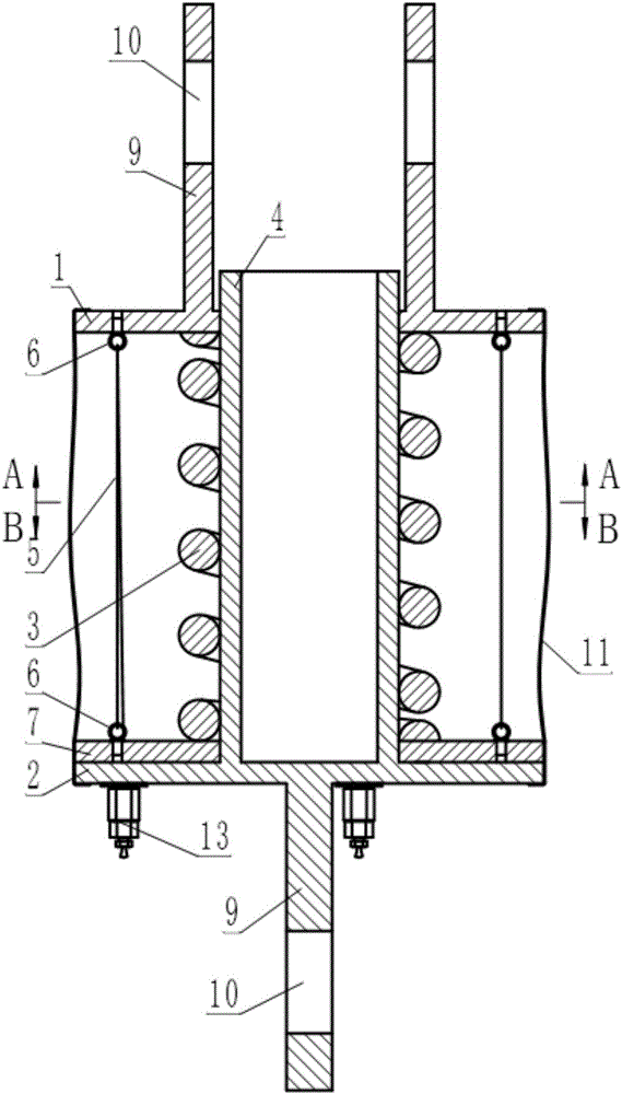 Back pressure spiral compression spring damper adjustable in stiffness