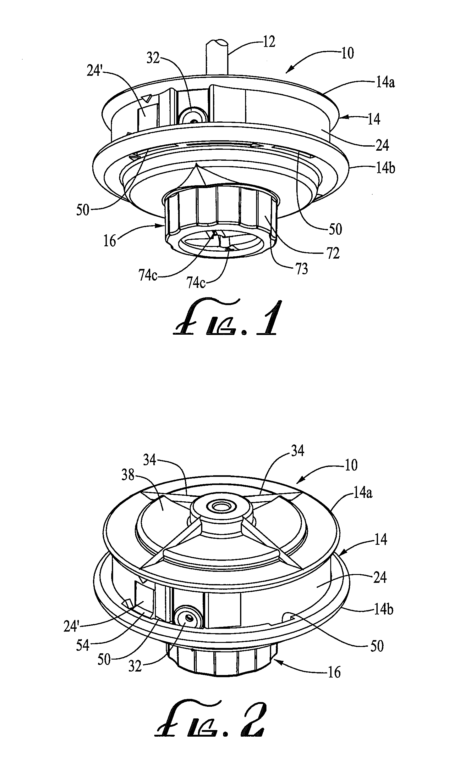 Trimmer head for use in flexible line rotary trimmers having improved line loading mechanism