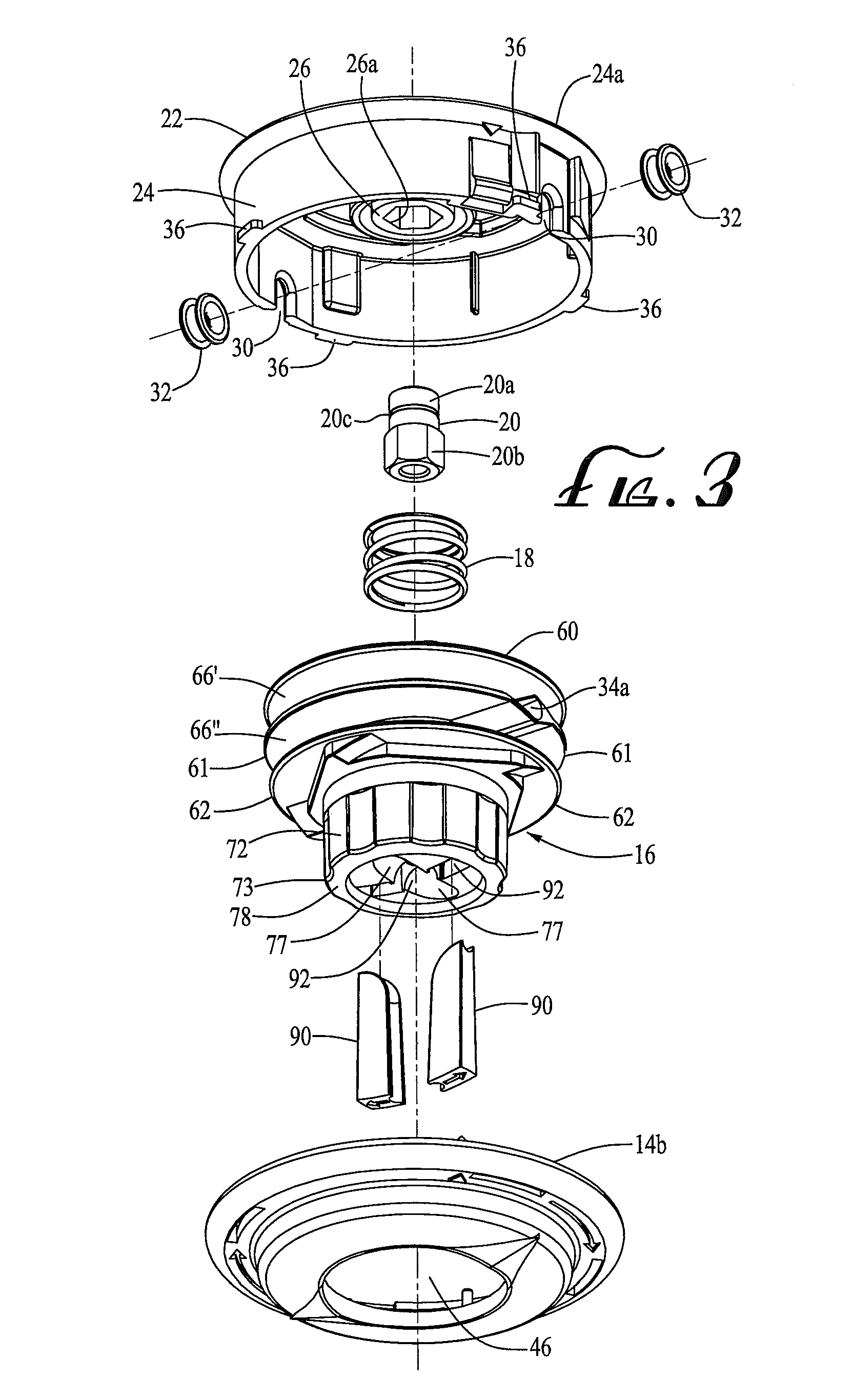 Trimmer head for use in flexible line rotary trimmers having improved line loading mechanism