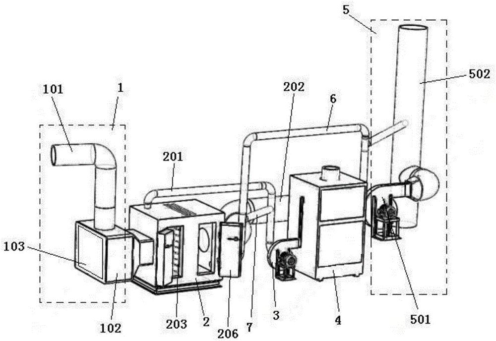 Device for discharging and treating volatile organic compound of printing machine