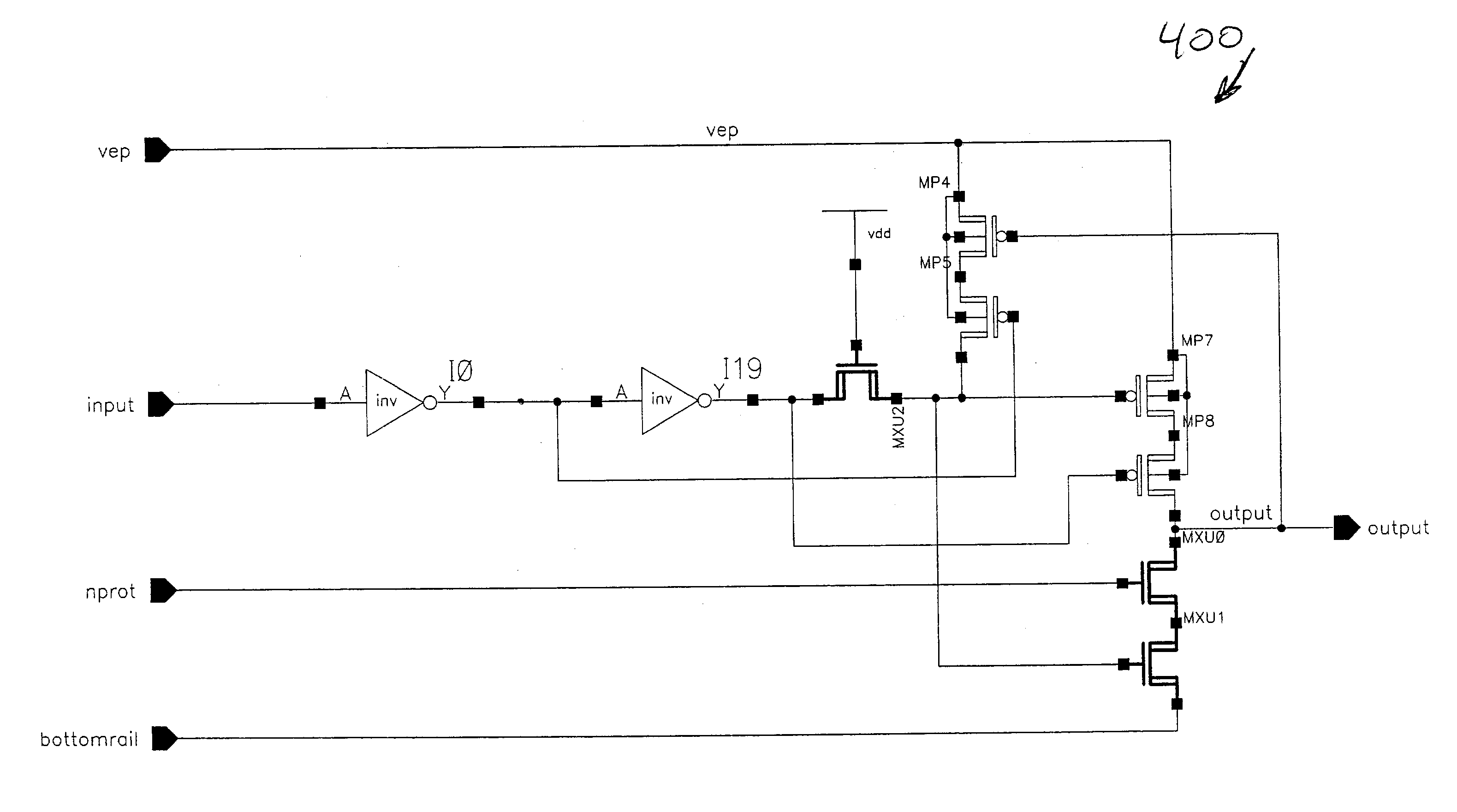 Method and apparatus for avoiding gated diode breakdown in transistor circuits