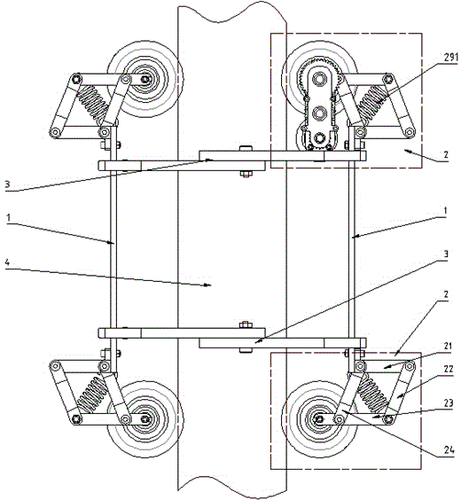 Cable rope detection robot based on parallelogram independent suspension