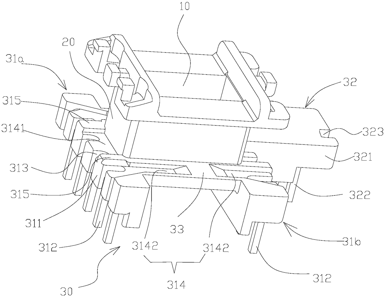 Transformer framework preventing winding lead wire from crossing