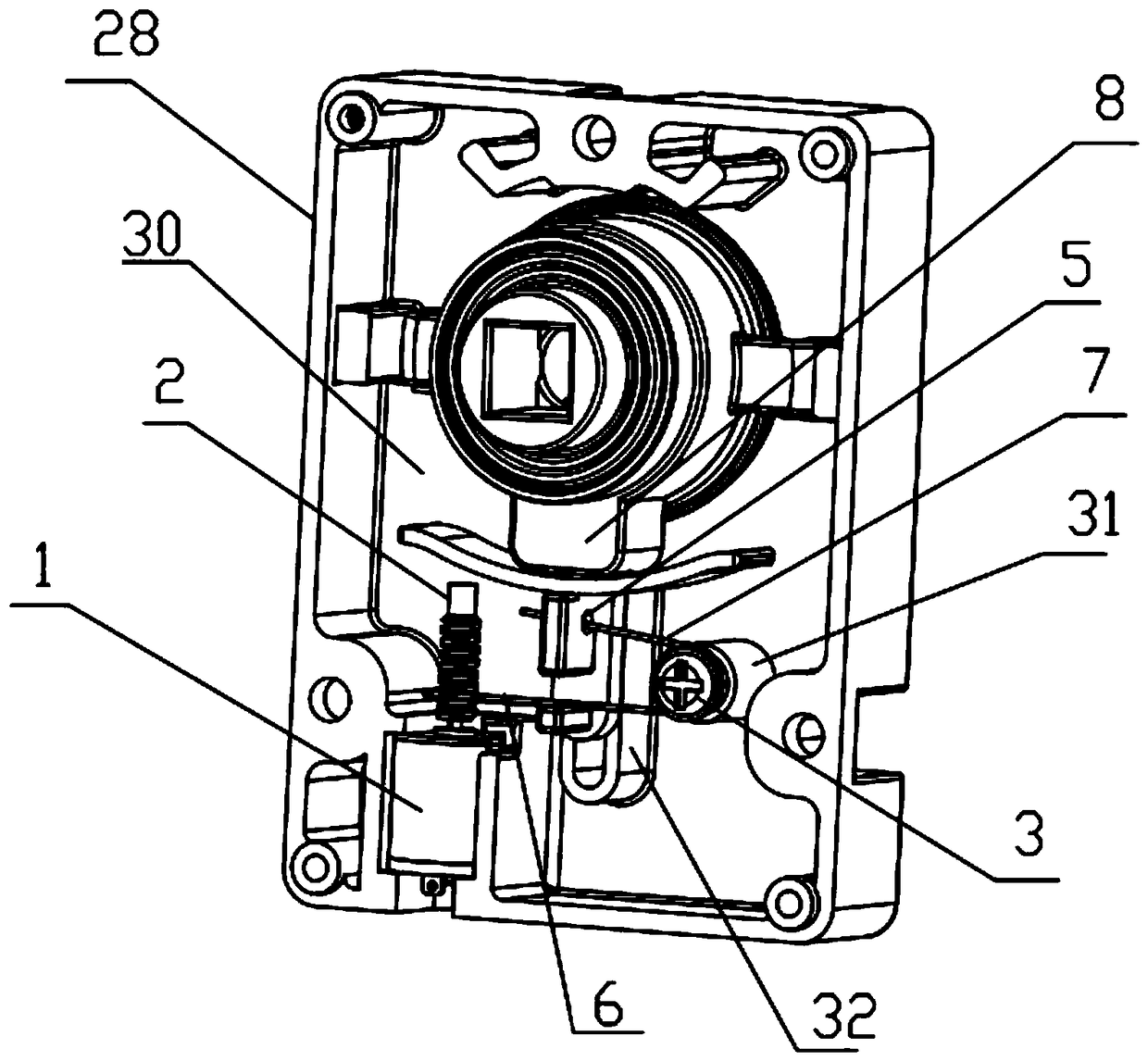 Front-mounted clutch structure device and intelligent lock thereof