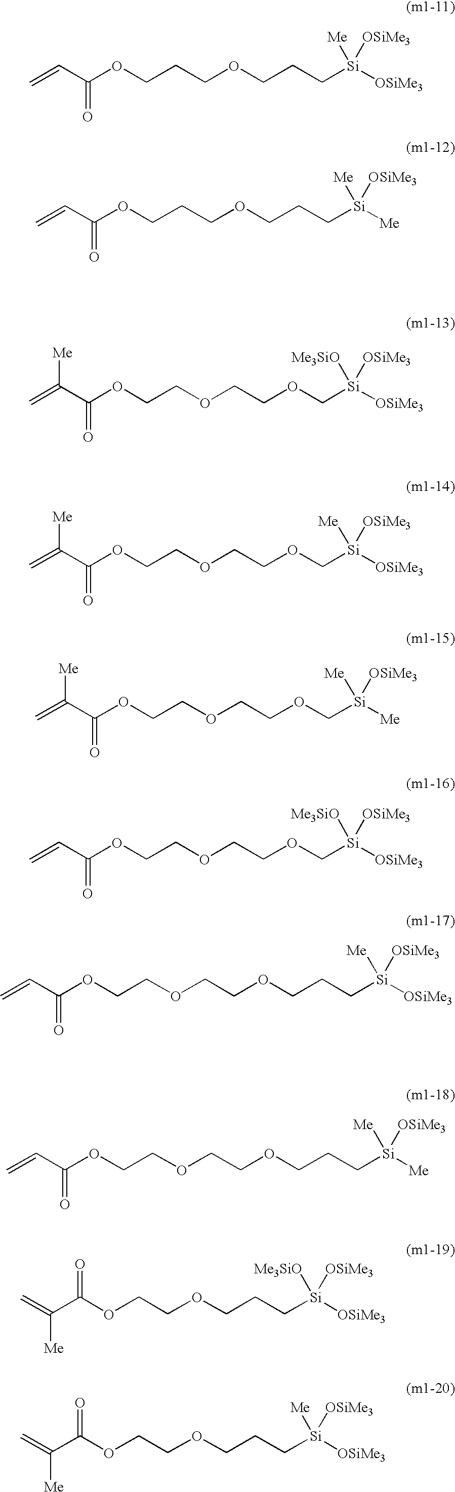 Monomer composition and polysmers and ophthalmic lenses in which it is used