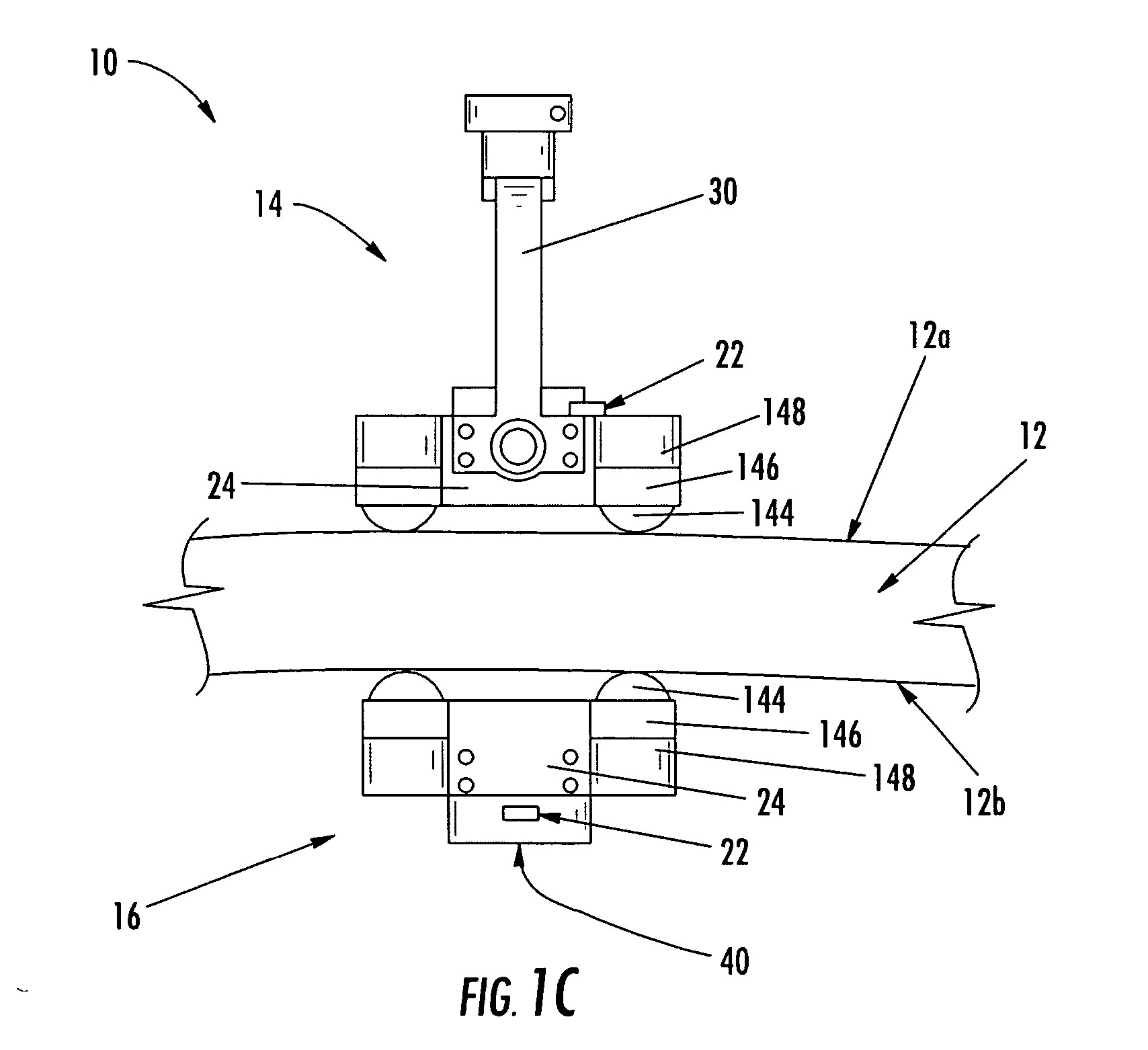 Alignment compensator for magnetically attracted inspecting apparatus and method