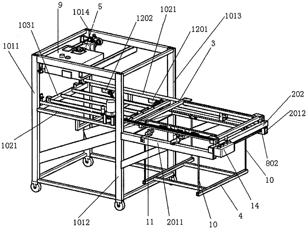 An automatic lifting device for receiving grid clusters after cocoon removal