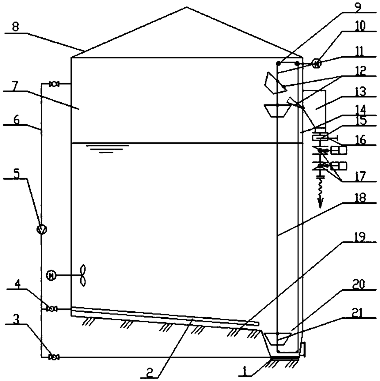 Anaerobic jar mechanical sand discharging device