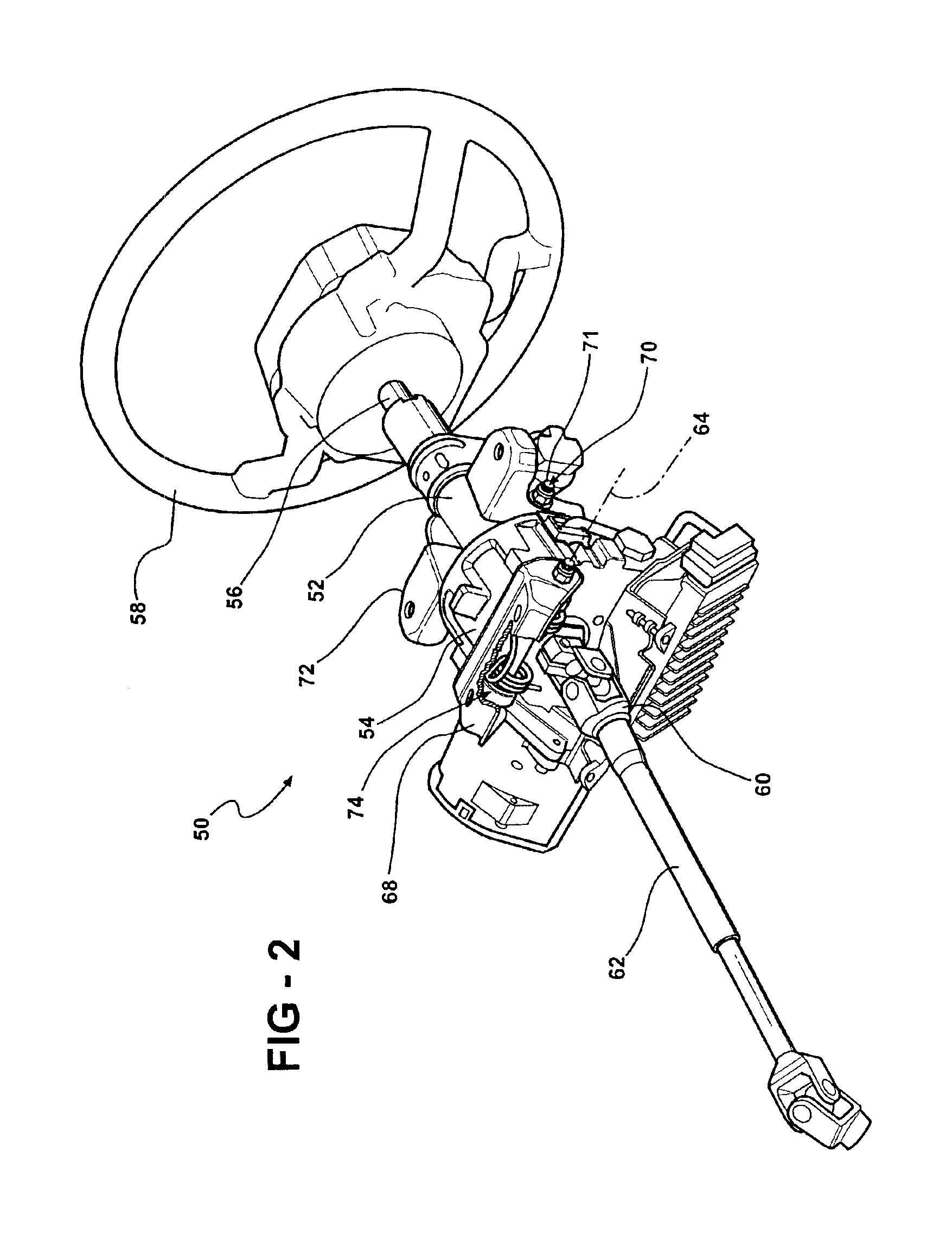 Telescoping column having rake spring assist