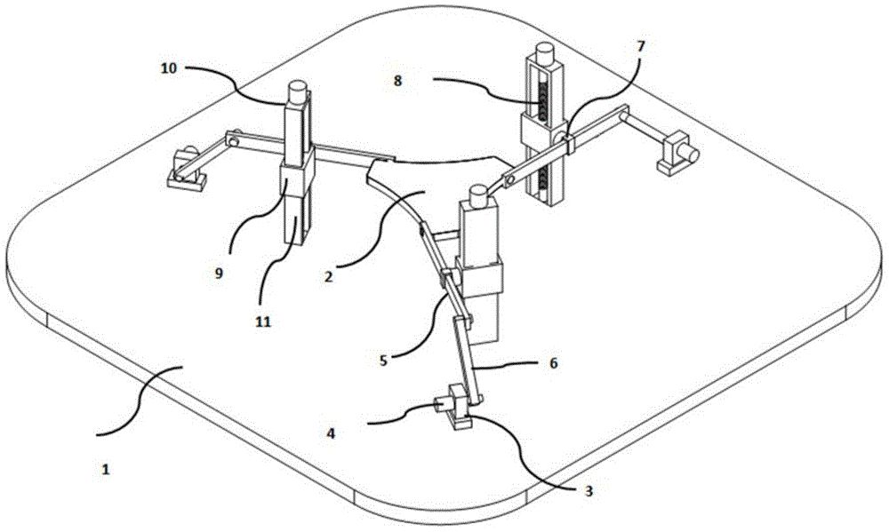 A three-branched six-degree-of-freedom robot driving mechanism