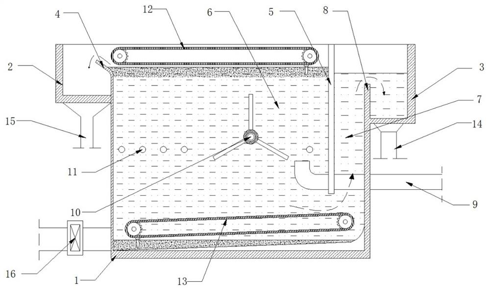 Liquid-slag separation device for paint spraying wastewater