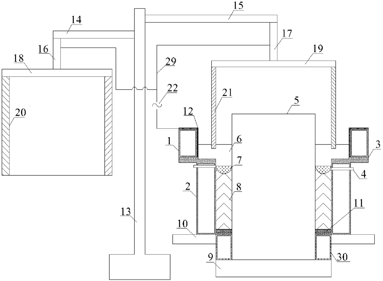 Device and method for casting large-sized compound steel ingot by using graphite electrode ring for preheating electroslag