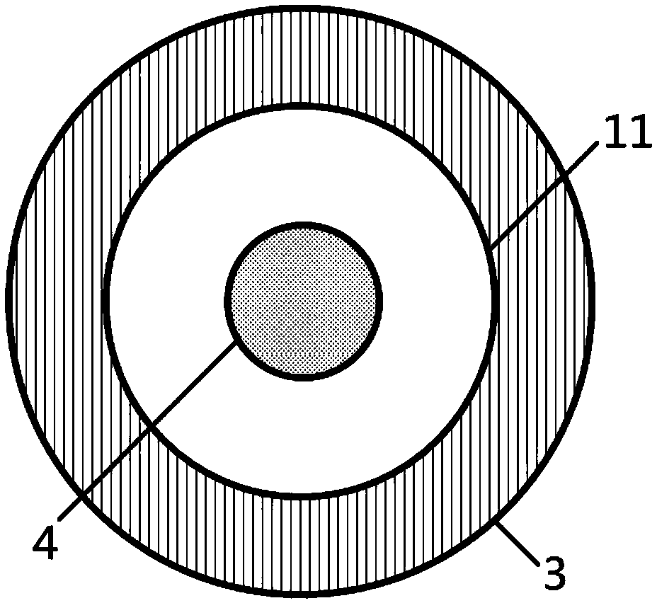 A dual fluorescent material radiation dose detection fiber optic probe