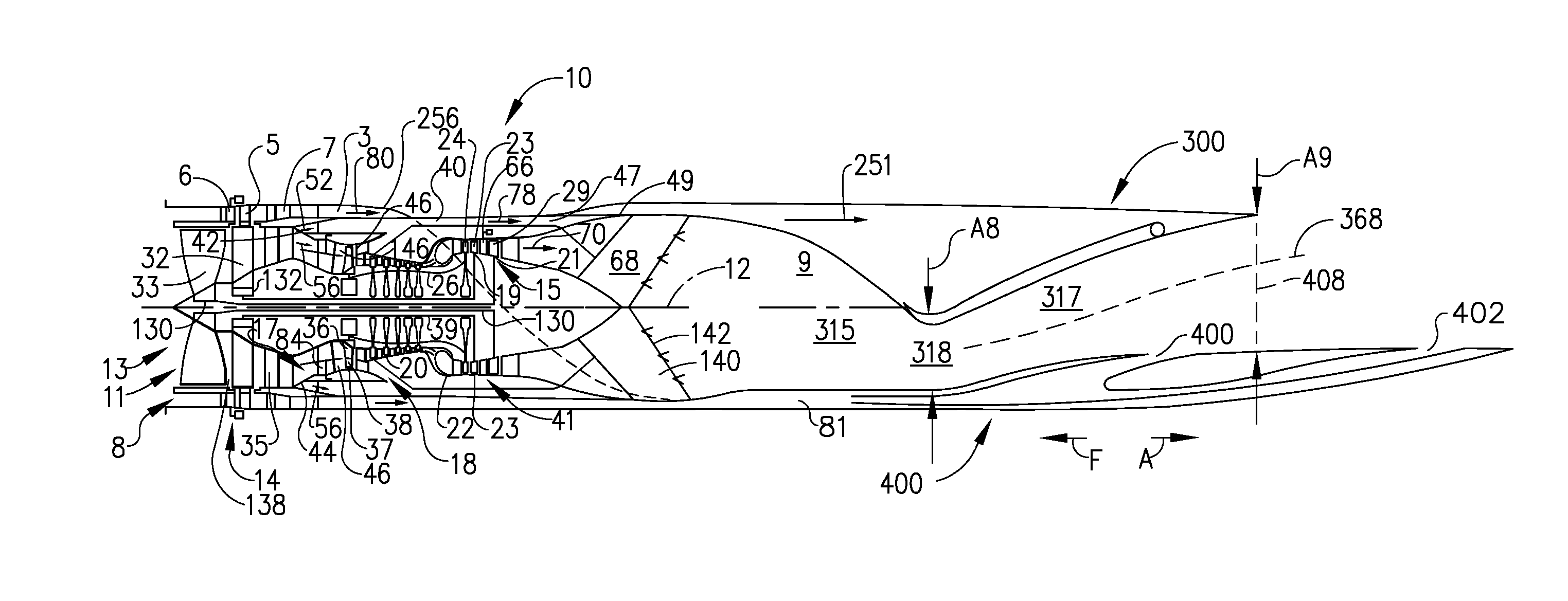 Flade discharge in 2-d exhaust nozzle