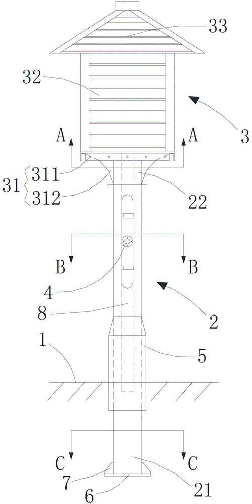 Garden landscape type pole type transformer device