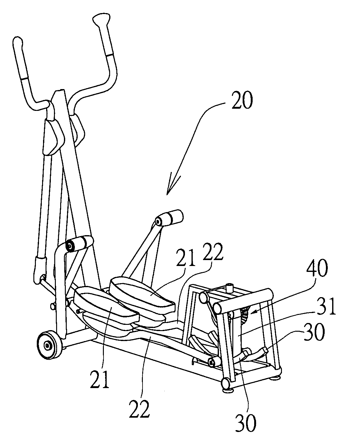 Inertia load mechanism of a reciprocating exercise equipment